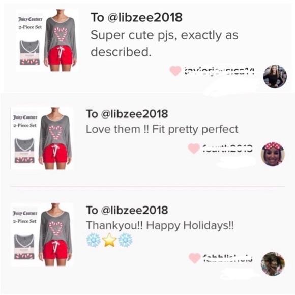 NWT Juicy Couture PJ Set Christmas Pajamas in Red Gray White 🩵Price is Firm🩵 - Picture 4 of 13